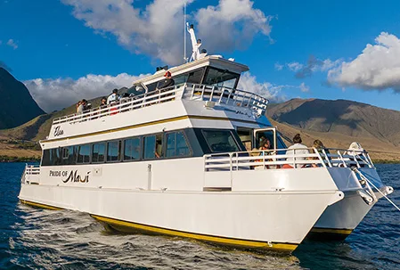 Exterior view of Pride of Maui 'Elua vessel with cast of The Valley TV show