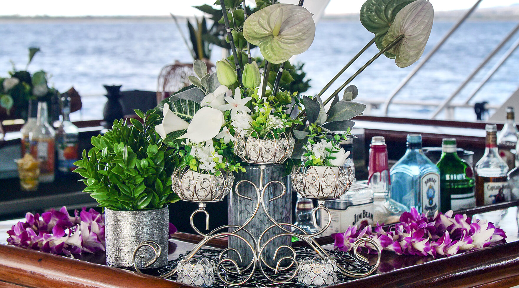 Floral Decorations on a Pride of Maui Private Charter